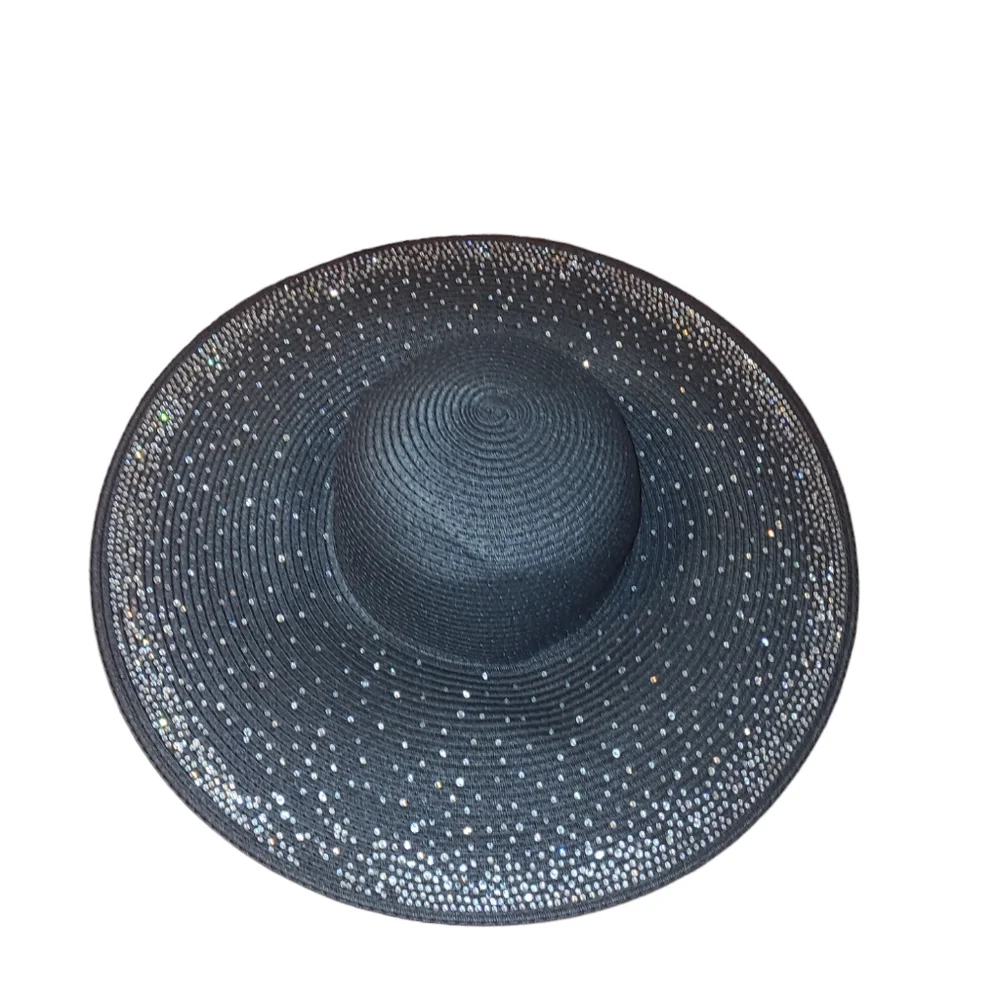 💕NWT Black Beach Hat w/Bling Embellishments💕OSFM
